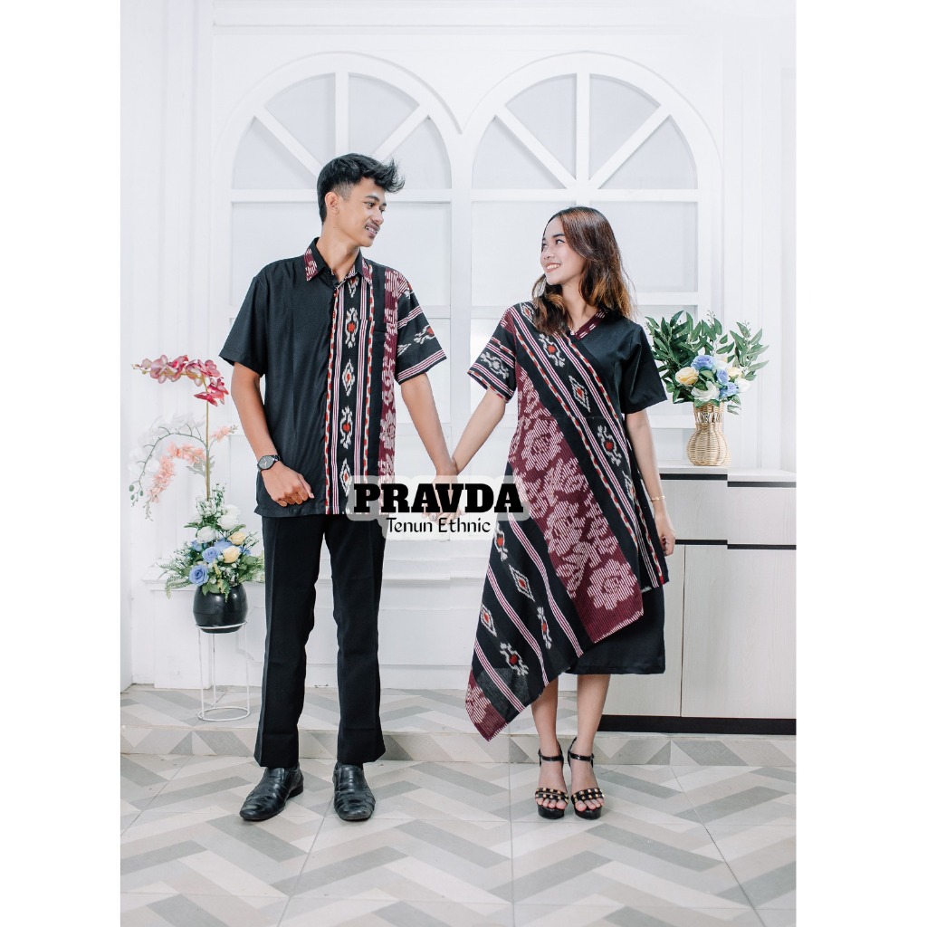 PRAVDA  dress tenun amelia, dres terbaru, baju couple pasangan, baju kantor natal,dres kampus kuliah