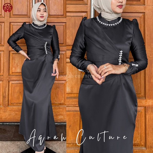 Alessa Long Dress Baju Kondangan Wanita Gaun Pesta Gamis Slimfit Press Body Modern Melayu Mewah Eleg