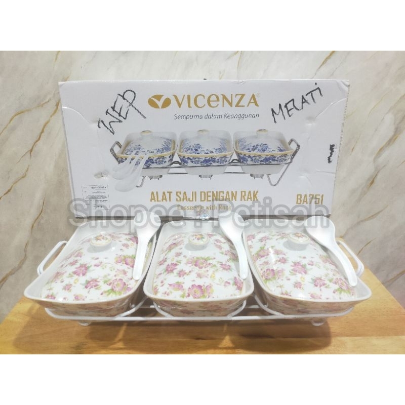 Vicenza Prasmanan Casserole BA751 Melati / Prasmanan Set Vicenza / Wadah Saji Keramik Vicenza Melati