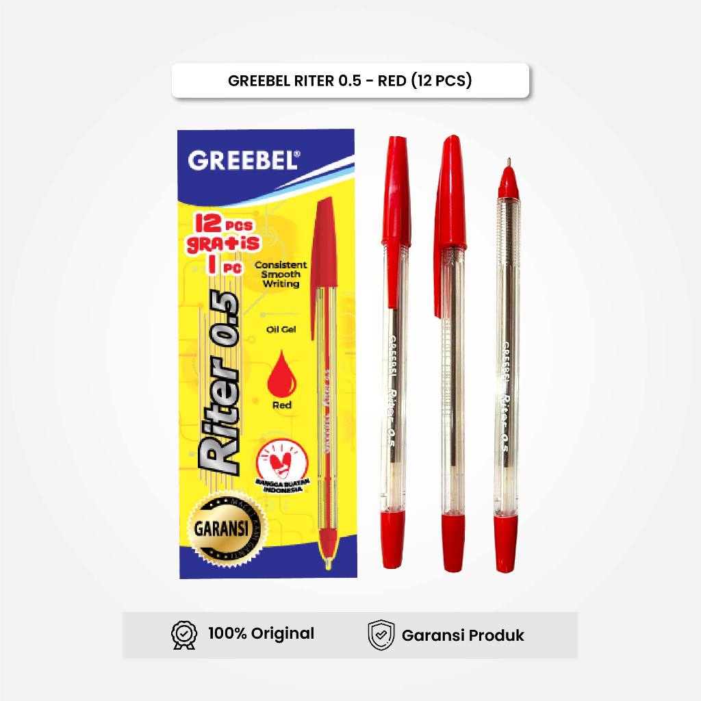 

GREEBEL Bolpen Pulpen Riter Merah 0.5 / Ballpen Ballpoint Pena Gel