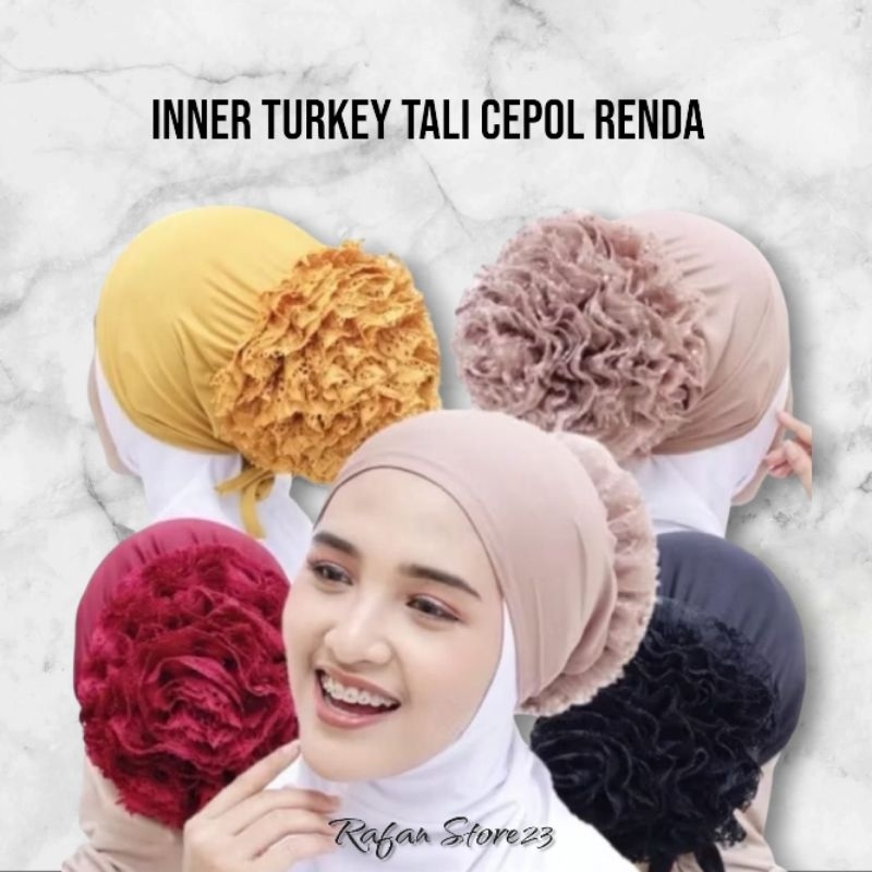Inner turki cepol renda brukat / Ciput Turkey tali renda brukat
