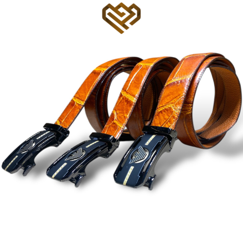 IKAT PINGGANG KULIT BUAYA MODEL RELL - SABUK KULIT BUAYA MOTIF DATAR -IKAT PINGGANG PRIA KULIT BUAYA