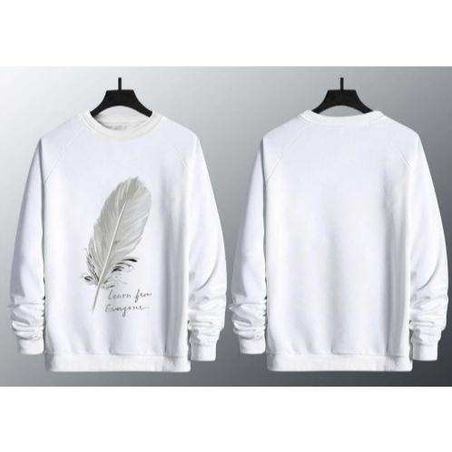 Sweater Crewneck Bulu Ayam Unisex Premium Distro White