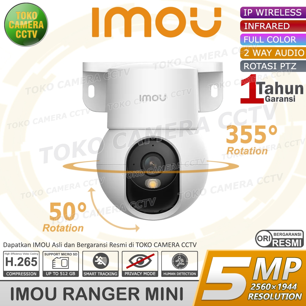 CCTV WIFI PTZ IMOU RANGER MINI 5MP KAMERA CCTV PINTAR BERSUARA BERWARNA