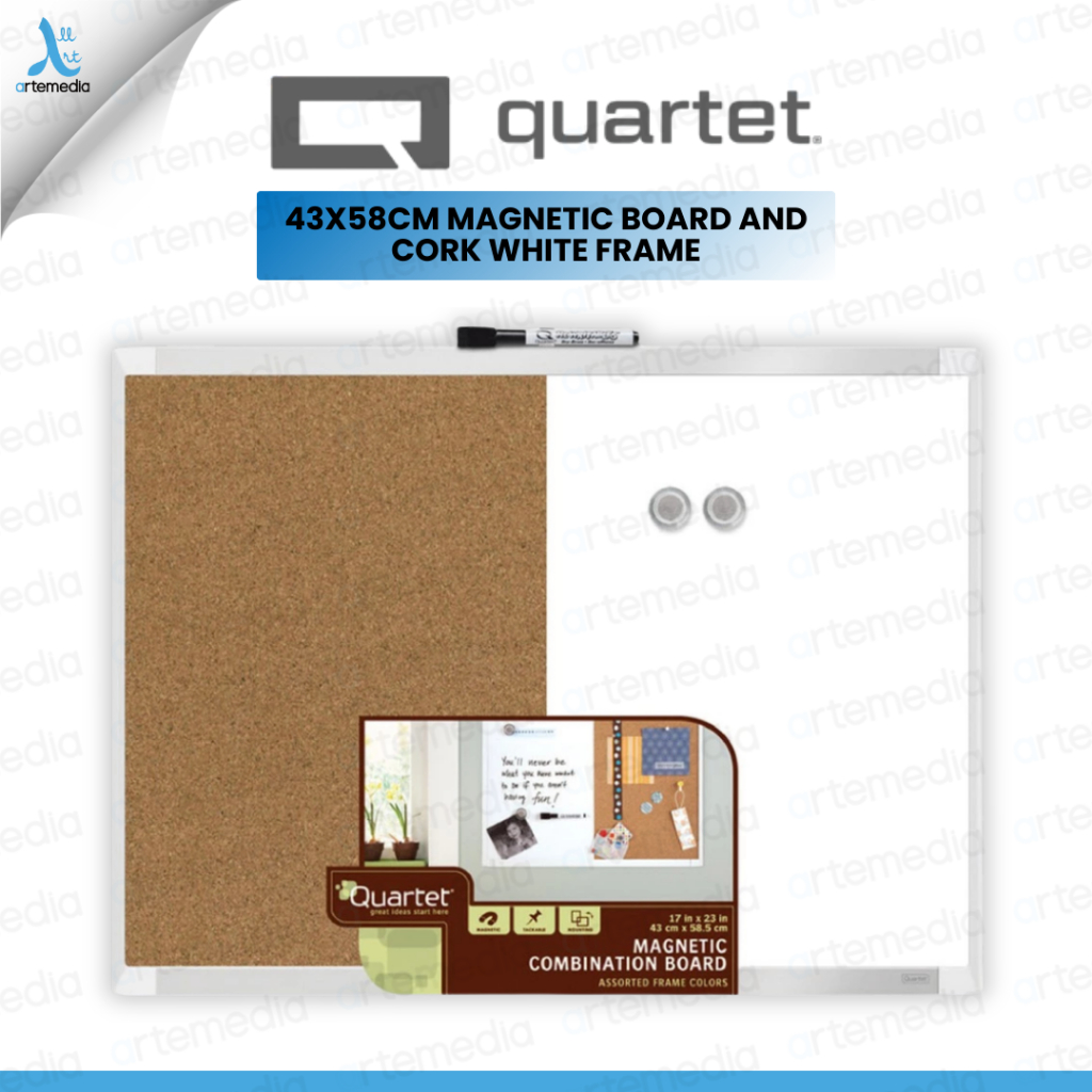 

Quartet 43x58cm Magnetic Board and Cork White Frame Papan Tulis Tempel
