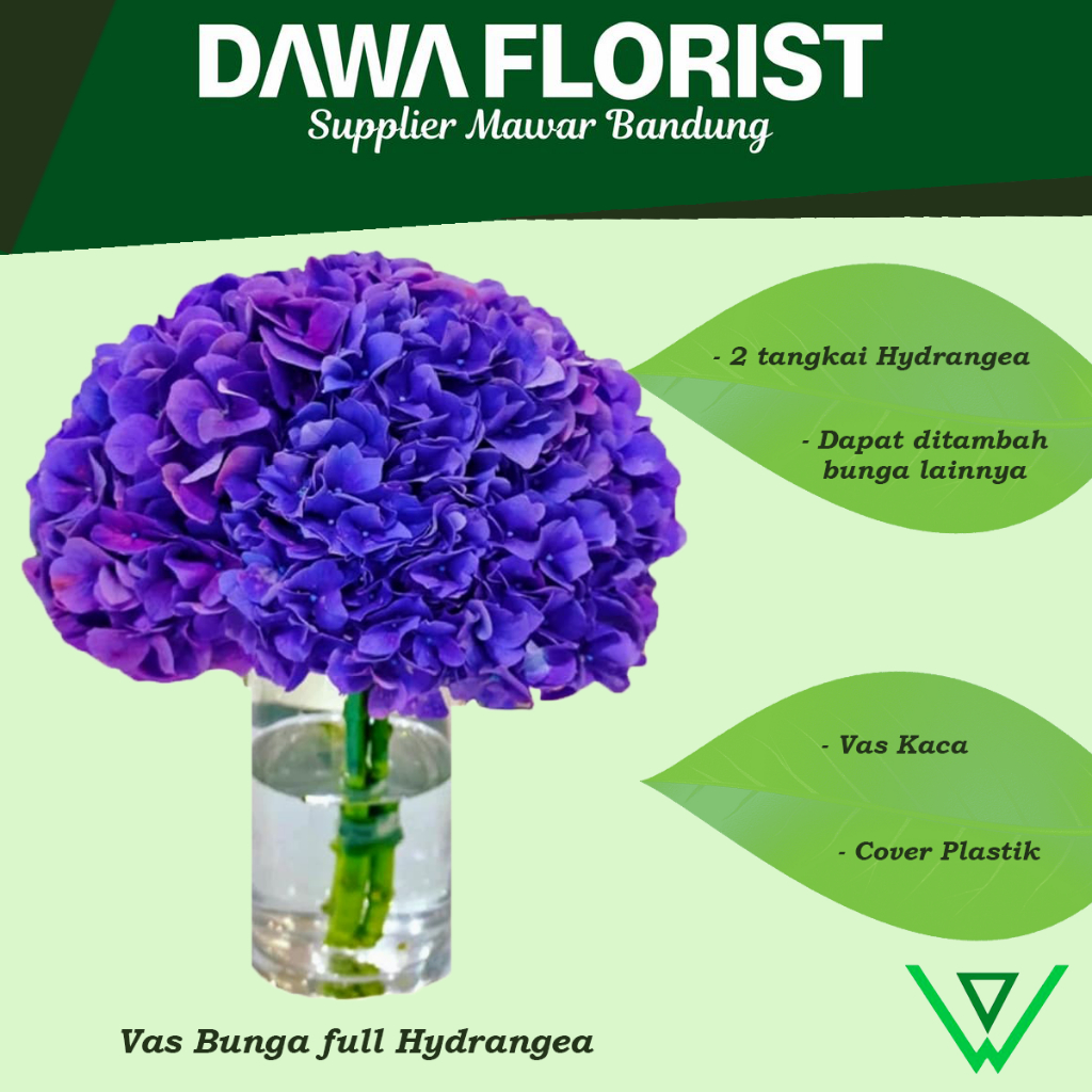 Vas Bunga Full Hydrangea Ungu/Hydrangea Hijau/Hydrangea Biru