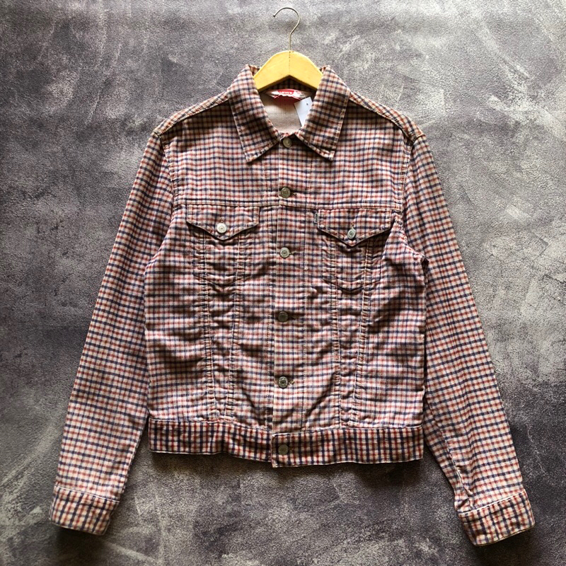 Corduroy Jacket L*s Second Size M,Bahan Tebal,Biker jacket riding jacket second Motif flanel kotak c