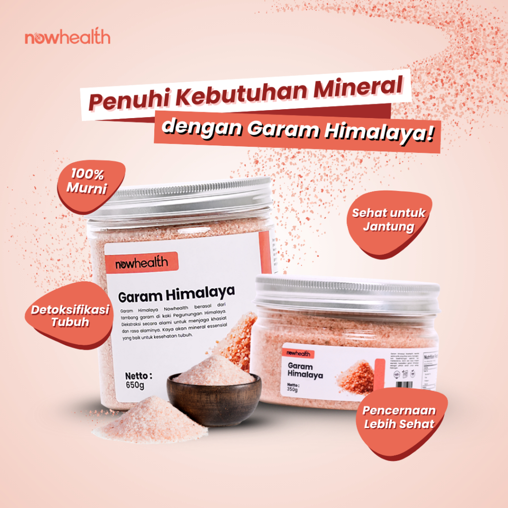 

Garam Himalaya 350 gr Nowhealth Himalayan Pink Salt Organik Penyedap Rasa Bumbu