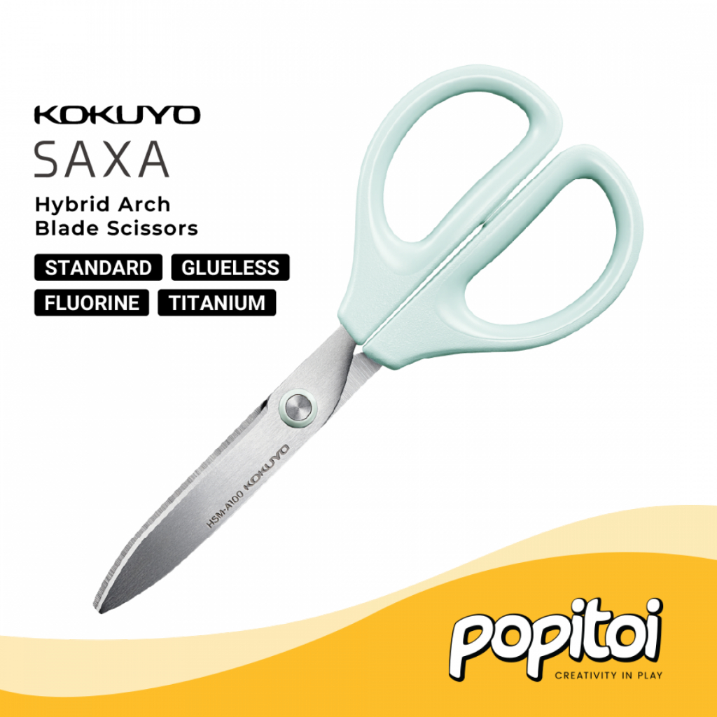 

Kokuyo SAXA Hybrid Arch Blade Scissors FLUORINE GLUELESS TITANIUM Gunting Anti Lengket Karat