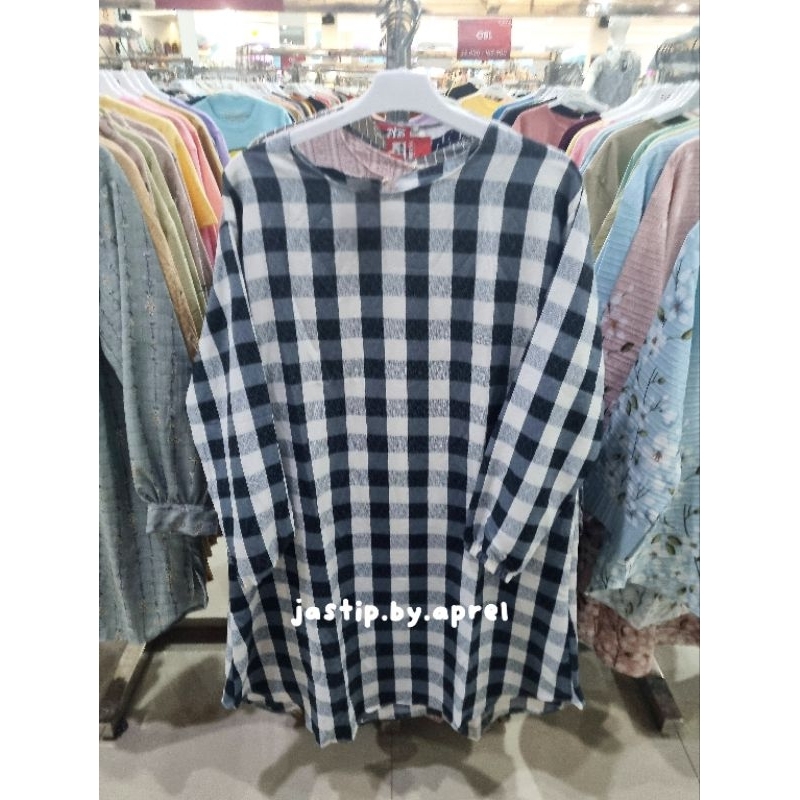 Tunik Mall Premium Motif Kotak Hitam Putih