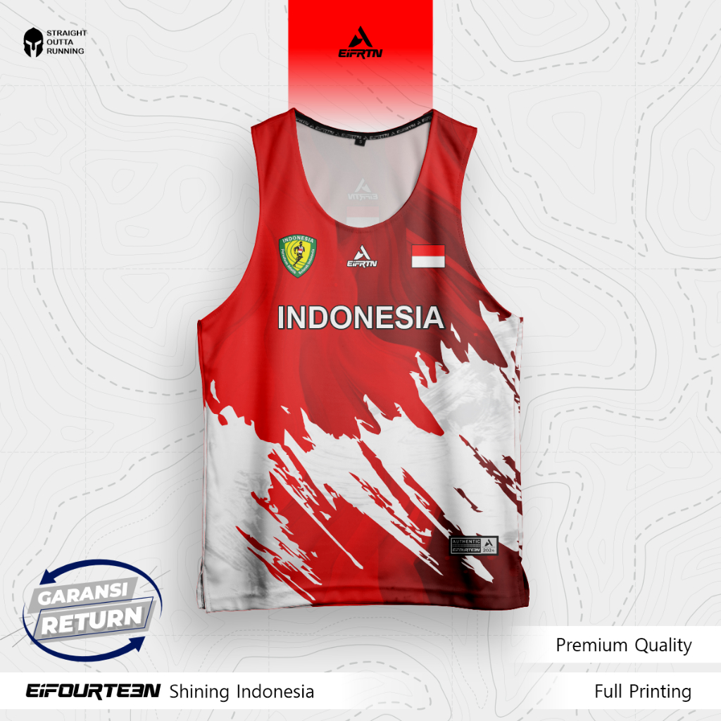 BESTPROMO EiFRTN Baju Kaos Singlet Lekbong Lari Running Timnas Indonesia PASI Tahun 2025 IDN SPIRIT