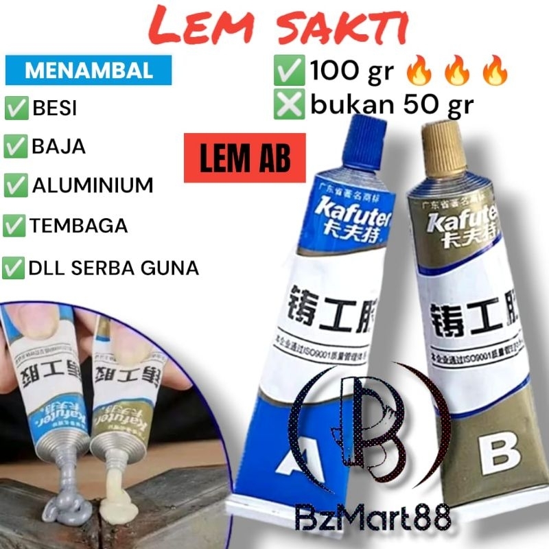 Lem Epoxy AB 100gram Lem Anti Bocor Penambal Besi Steel Penambal Knalpot