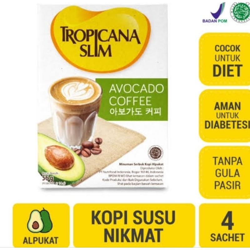 

Tropicana Slim Avocado Coffee 56 gram isi 4 Sachet