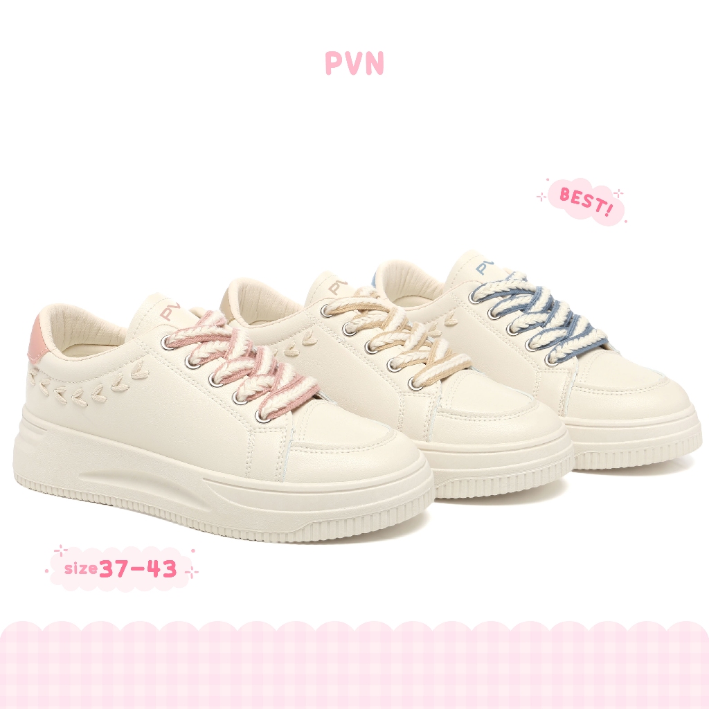 PVN Seola Sepatu Sneakers Kets Krem Wanita Sport Shoes 279