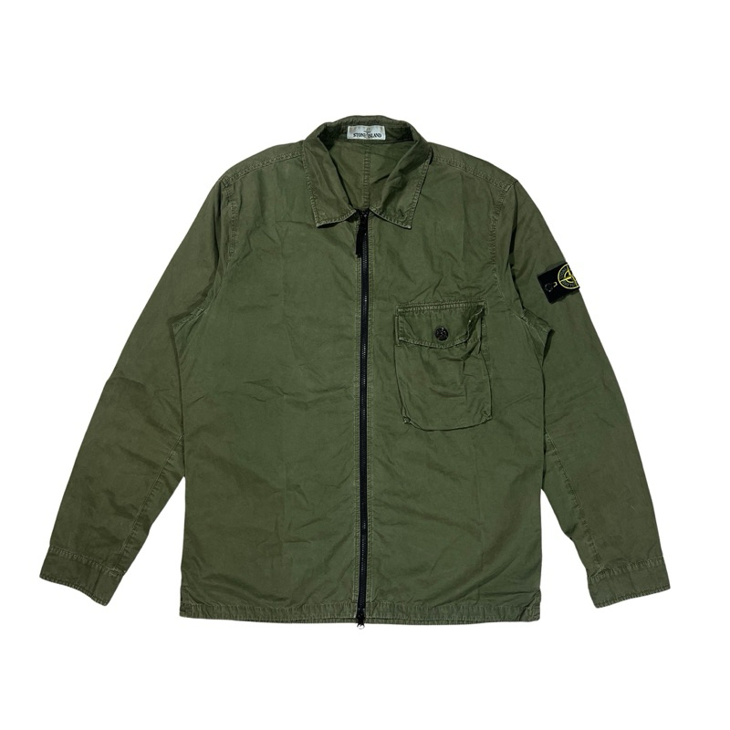 STONE ISLAND OVERSHIRT SINGLE POCKET OLIVE