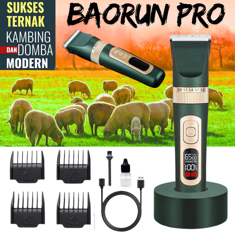 READY BaoRun Mesin Alat Cukur Bulu Domba Tanpa Kabel Kambing Anjing Kucing Elektrik cas C95