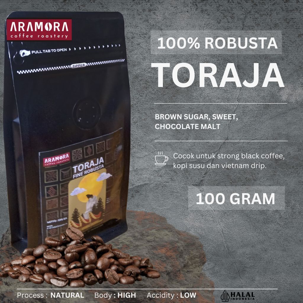 

Biji Kopi Bubuk Fine 100 % Robusta Toraja Sapan Sulawesi Espresso Coffee Roast Beans Coffe Bean 100 Gram