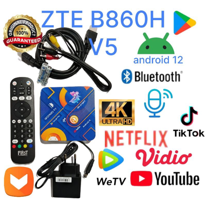 Stb Android Android TV ZTE B860H V5 ram 2gb/8gb ROOT Unlock FULLSET BLUETOOTH VOICE