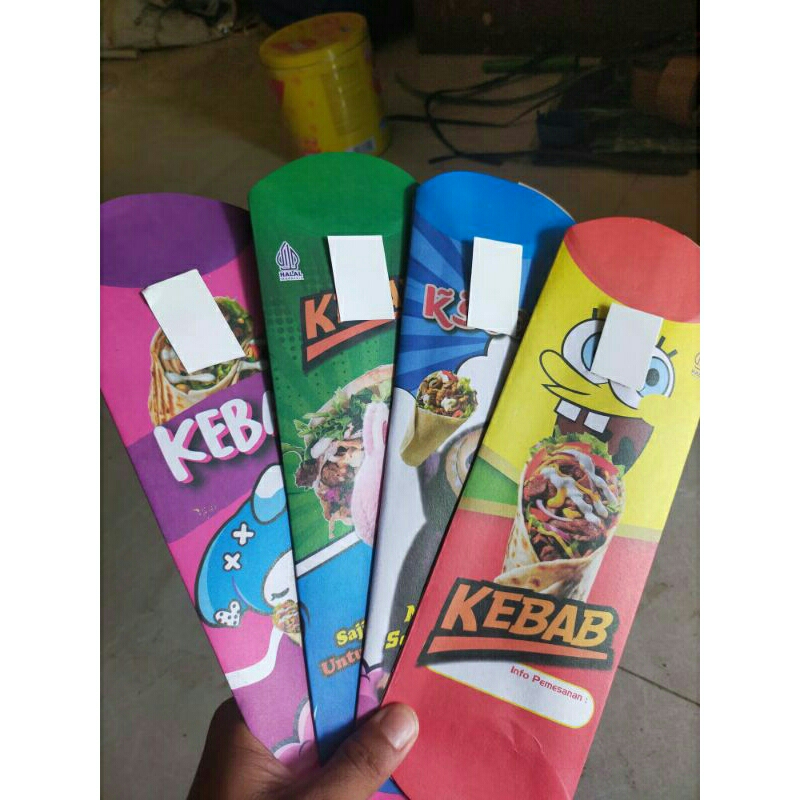 

@100pcs KEMASAN KEBAB/KEBAB KARAKTER/BUNGKUS KEBAB KARAKTER BAHAN IVORY LAMINASI UK 24X9CM