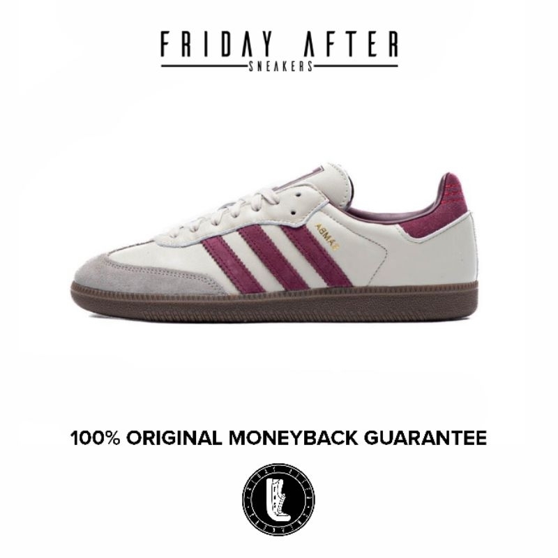Sepatu Sneakers Pria Wanita Adidas Samba OG Putty Grey Maroon Original Resmi