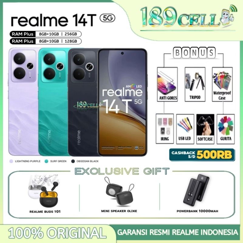 REALME 14T 5G RAM 8/256GB 8/128GB | REALME 14 T 5G RAM Expansion 8+10GB GARANSI RESMI REALME