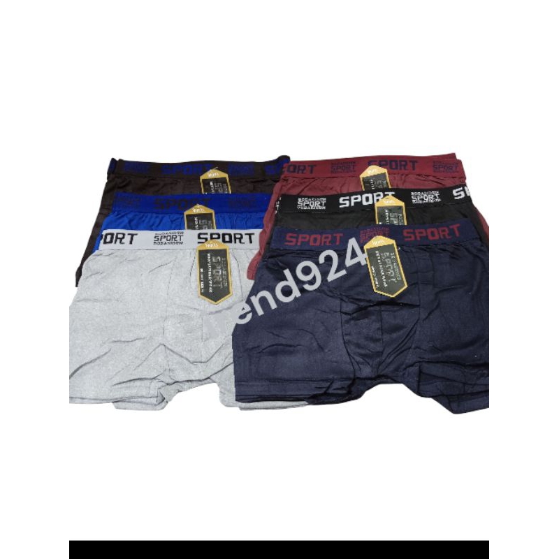 (6pcs) CD BOXER BODASIDUN/Celana Shot Pria /Celana Boxer Segi Empat Bodasidun