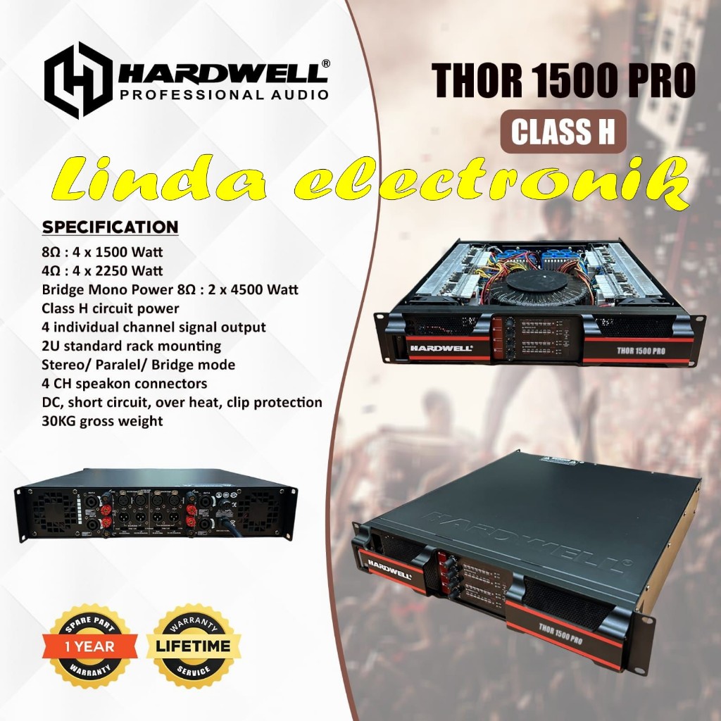 POWER AMPLIFIER HARDWELL THOR 1500 PRO / THOR1500 PRO / THOR 1500PRO 4 X 1500 WATT CLASS H ORIGINAL