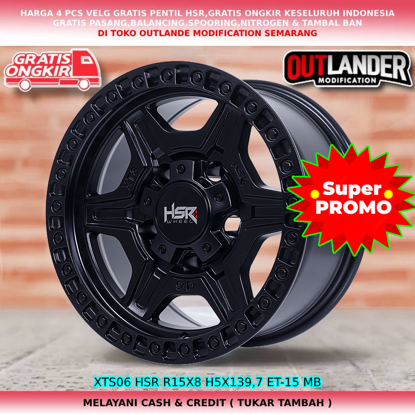 velg r15 lebar 8/ velg offroad, velg mobil Feroza, Taft Grand Escudo dll velg hsr xts06 r15