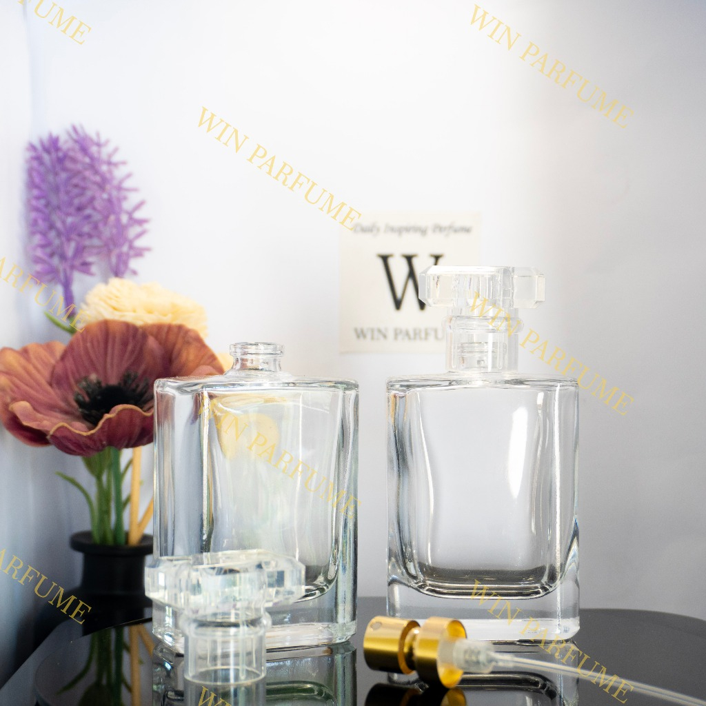 Botol Parfume Mewah 50ml Platinum PRESS GOLD CONTINUOUS Tutup Chane Clear