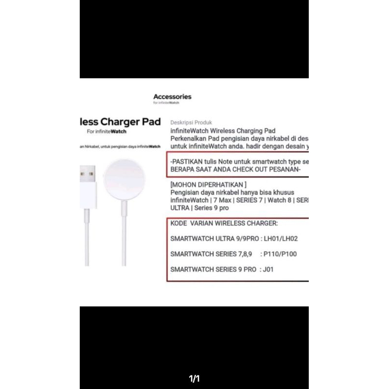 [READY STOCK] Charger Cas  infinite Smart Watch Wireless Charging Pad  infiniteWatch Wireless Chargi