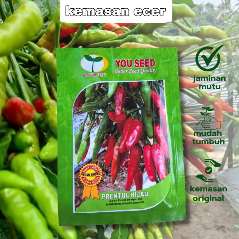 

100 biji benih cabe prentul hijau kemasan ekonomis