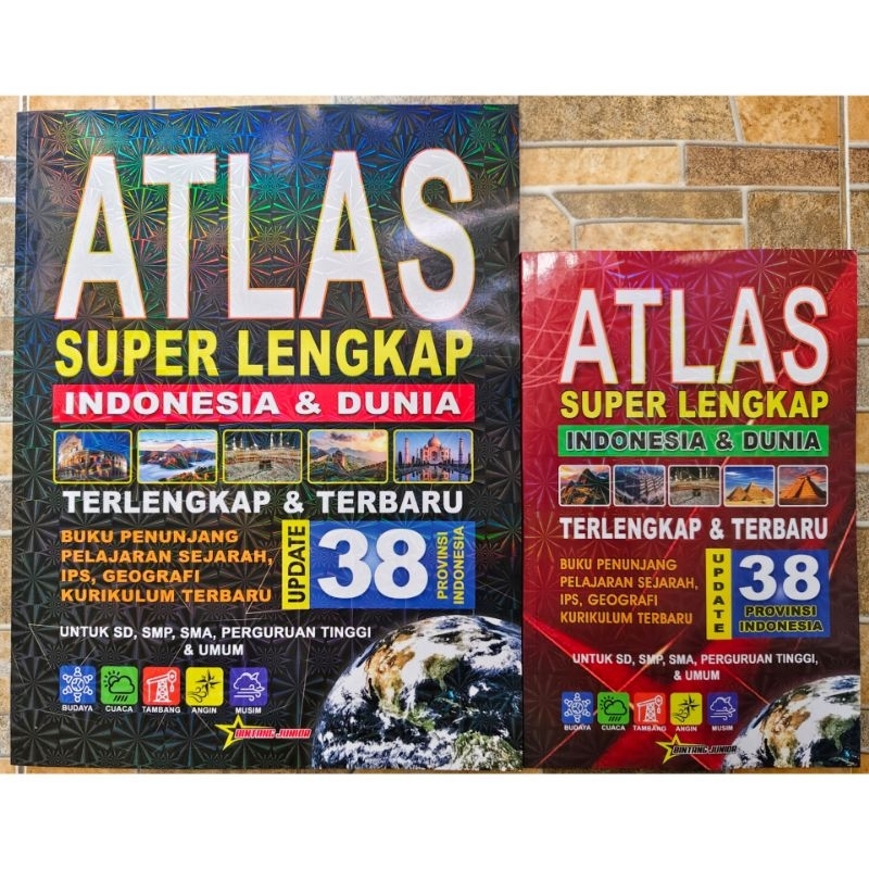 Atlas Super Lengkap 38 Provinsi Indonesia & Dunia ( Besar & Kecil )