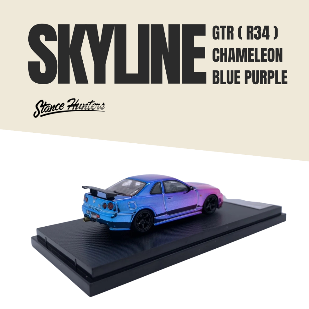 Diecast Stance Hunters Skyline Gtr R-34 Chameleon Blue Purple