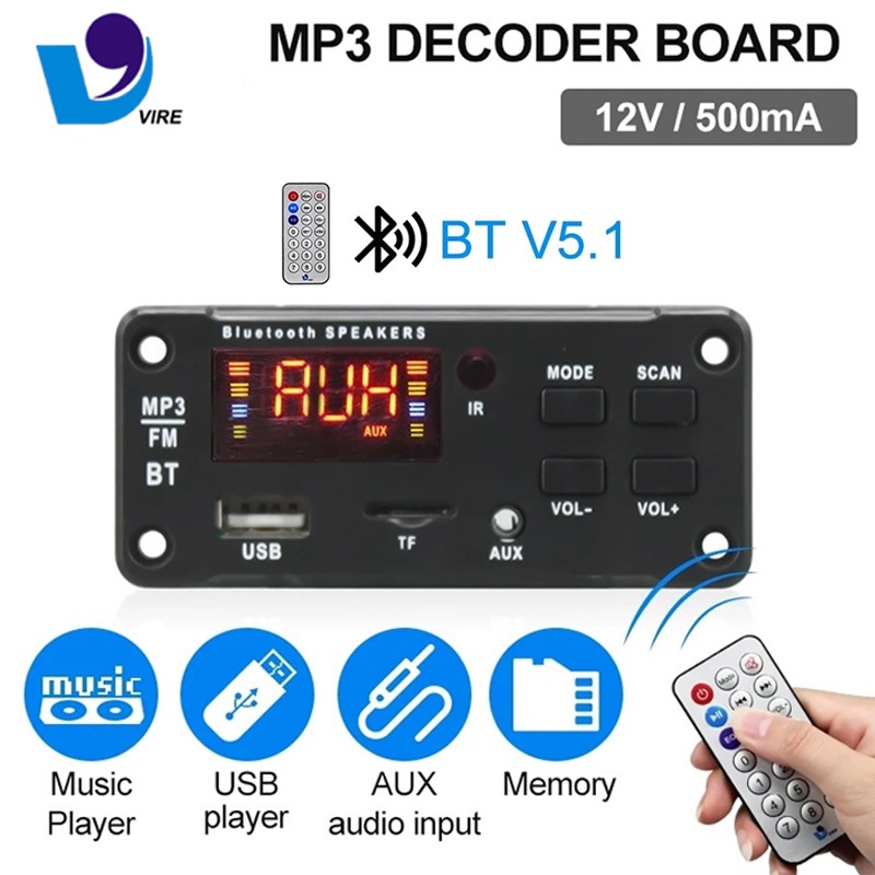OK VIRE kit modul MP3 PLAYER BLUETOOTH 5.0 TERBARU 050BT V1.0 SP25