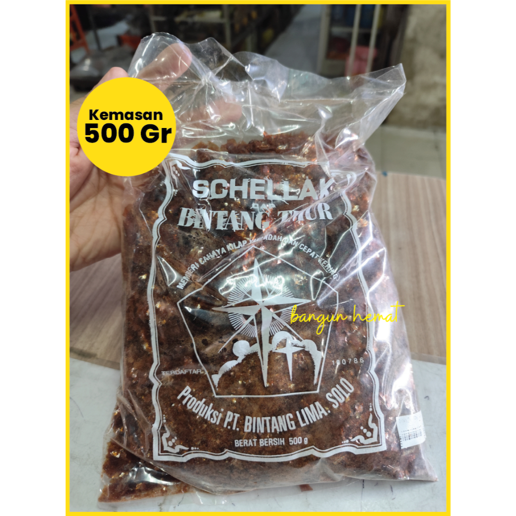 Shellac Bintang Timur 0.5kg – Sirlak Kayu Finishing Natural Gloss (Shellak/Sirlak)