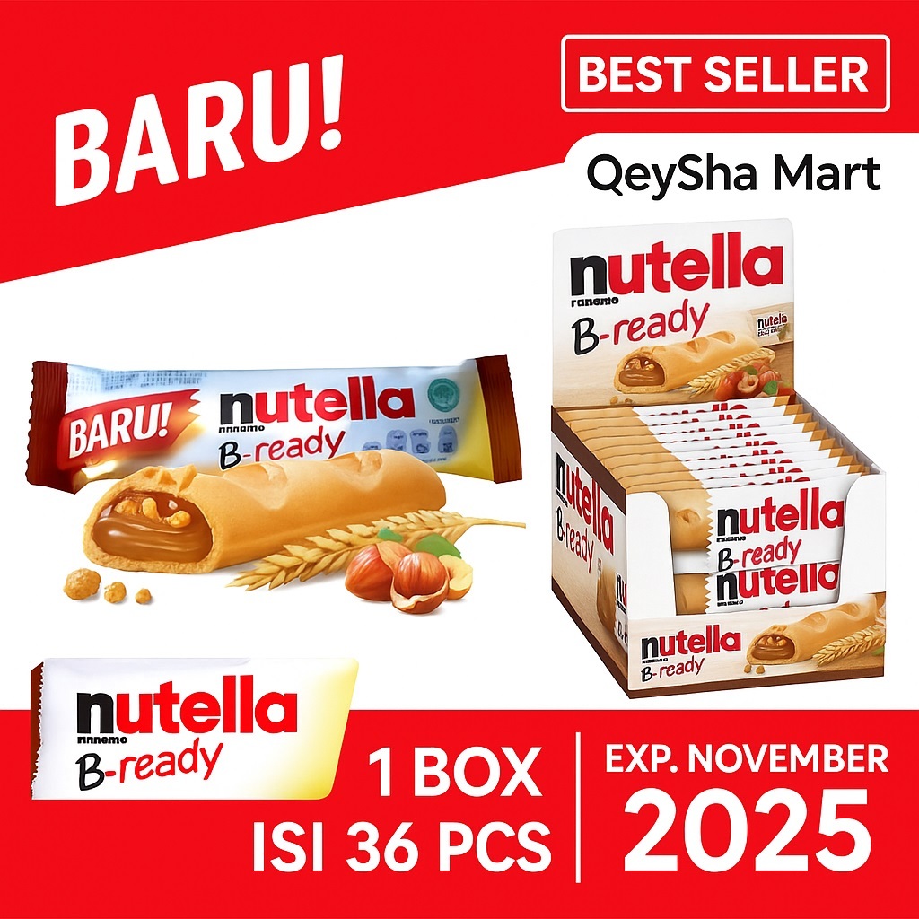 

Nutella B-Ready Wafer Cokelat 22g x 36 pcs | HALAL | Exp Nov 2025​