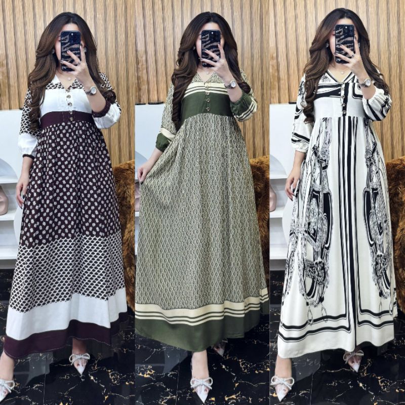 ARINI DRESS NABILA DRESS ori DST - Dress Cantik Daster Panjang Daster Gamis Rayon Premium Rayon Twil