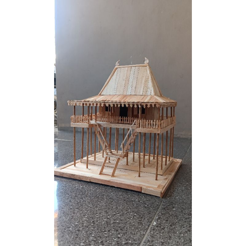 Miniatur/Prakarya/Kerajinan Rumah Adat Tradisional dari Stik Ice Cream (Rumah Adat Limas) Palembang,