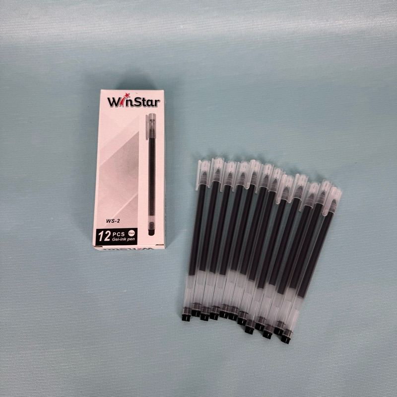 

ATH [Isi 12 Pcs] Pulpen Gel WinStar - Black / Hitam - Bolpen Set 1 Lusin