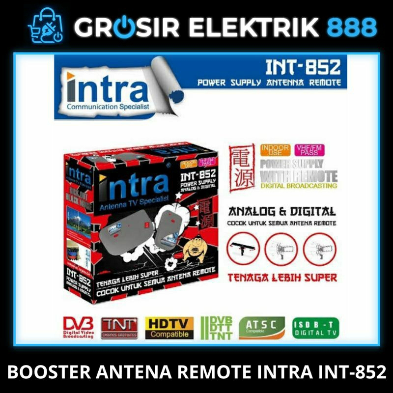 HOT SALE INTRA INT 852 BOOSTER ANTENA REMOTE DIGITAL POWER SUPPLY BOSTER DALAM PENGUAT SINYAL TV