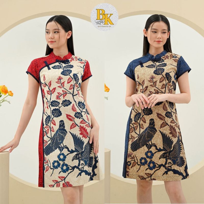 Dress Batik 183 UPH / Batik Cheongsam / Batik Imlek / Batik Jumbo / Batik Modern / Batik Wanita