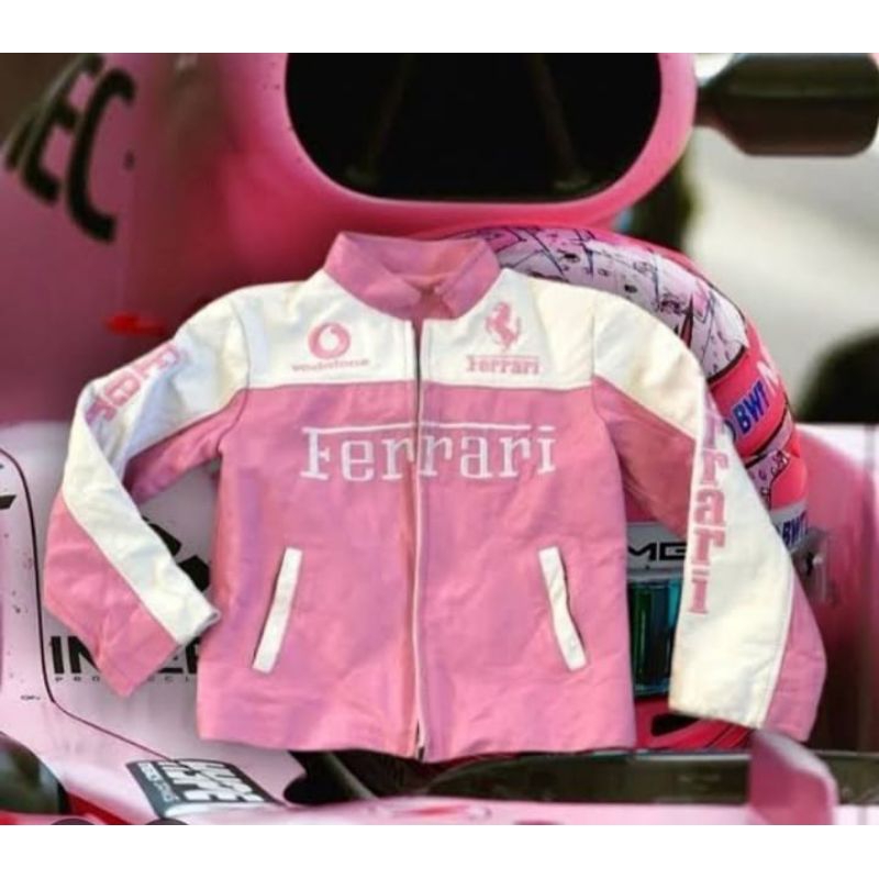Ferrari f1 whit pink  jacket leather