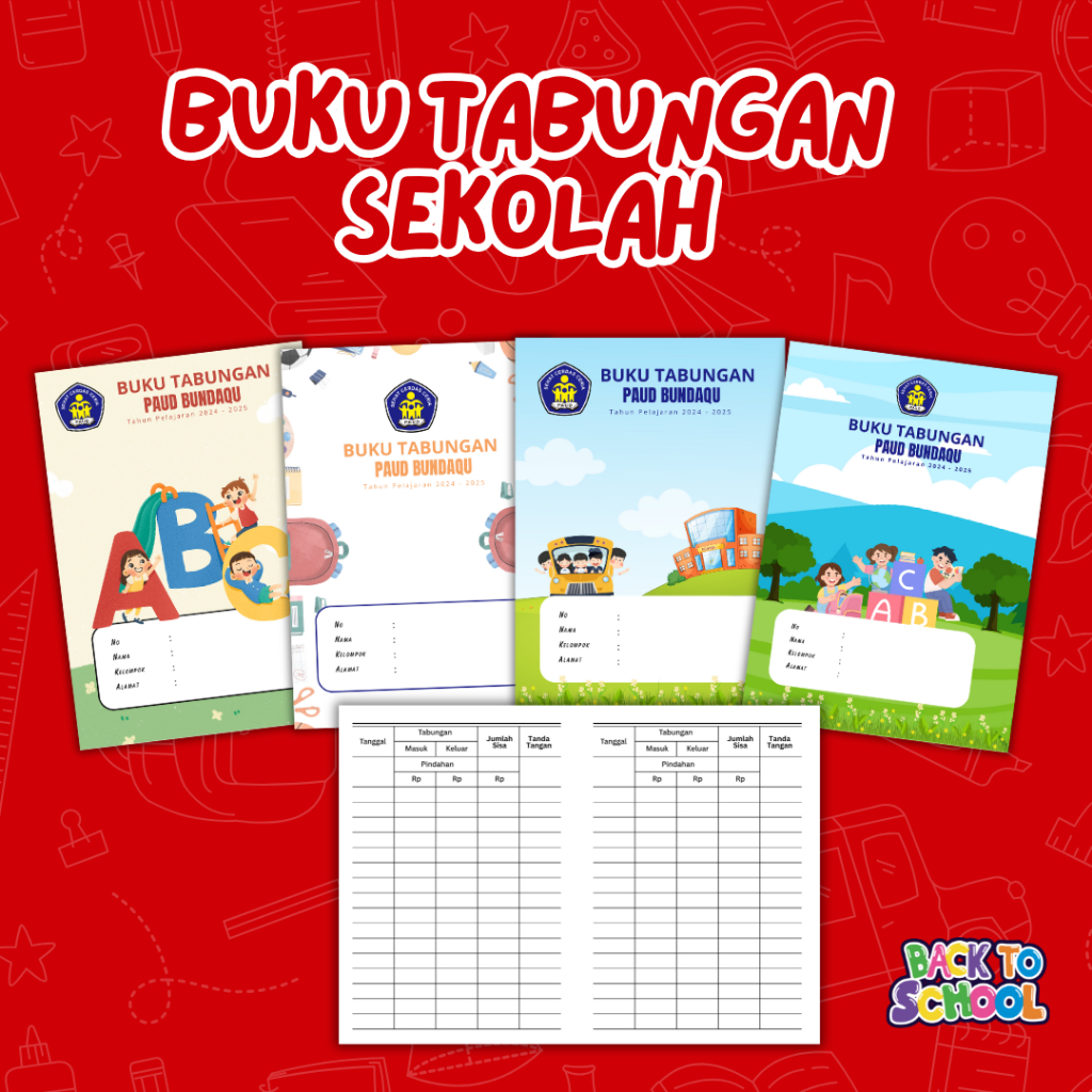 

BUKU TABUNGAN PAUD TK SEKOLAH CUSTOM FULL COLOUR