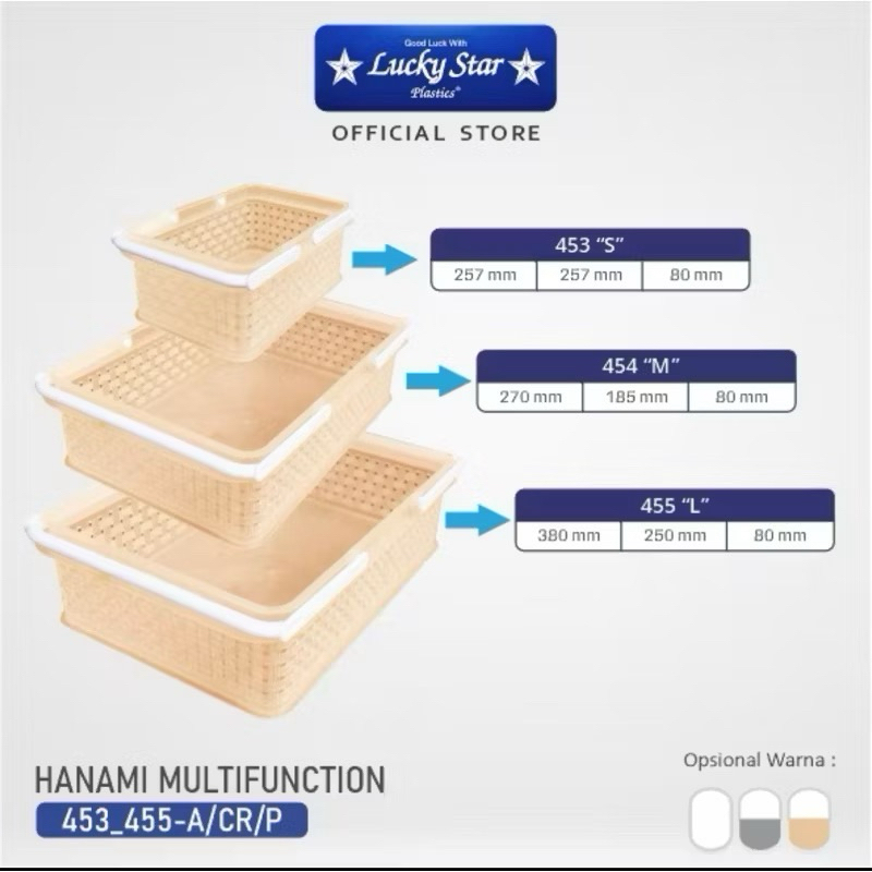 keranjang plastik lucky star Hanami ( S / M / L )