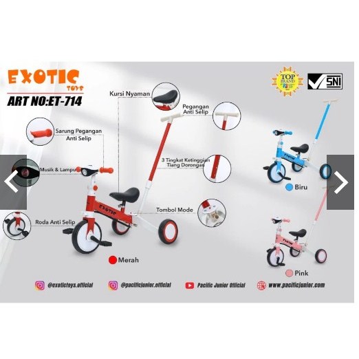 Exotic balance bike ET714 | Sepeda anak 4in1 | Sepeda keseimbangan anak | Sepeda anak roda dua | Sep