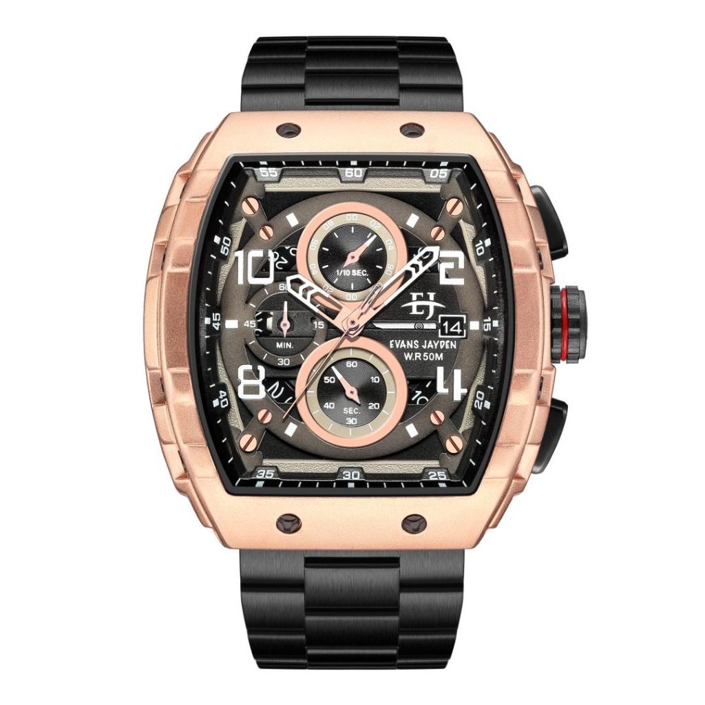 Evans Jayden Jam Tangan Pria 9554-2 Rantai Stainless Steel Kaca Sapphire Chronograph Water Resistant