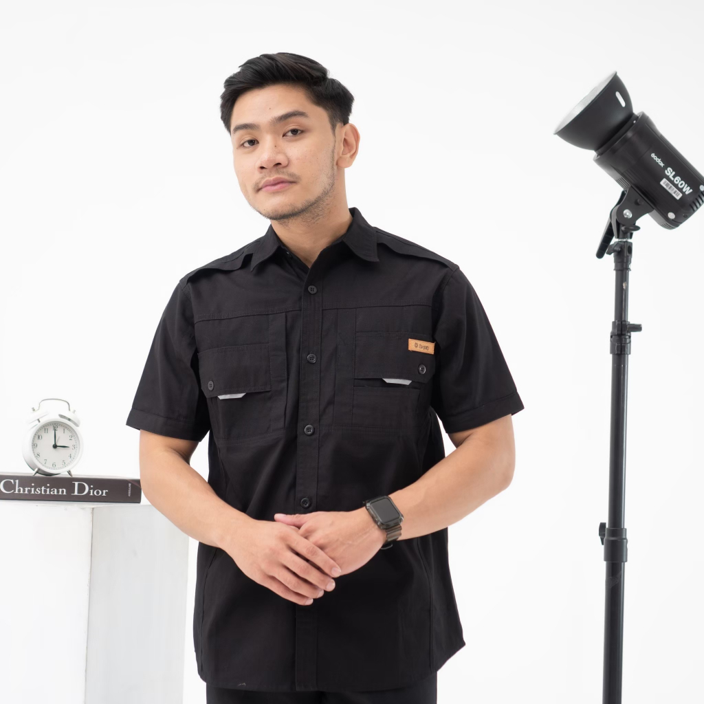 Kemeja Tactical / Kemeja Tactical Lengan Pendek / Kemeja Pria / Kemeja Hitam / Kemeja Tactical Hitam