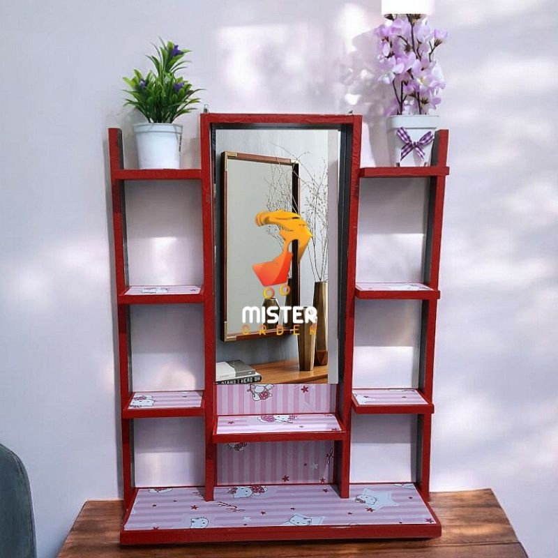 Rak Kosmetik Gantung 2 Tiang / Rak Hias Tolet Dinding