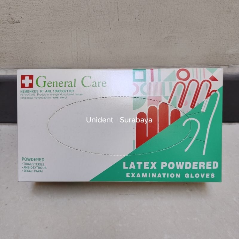 Examination Glove General Care Latex Pre Powdered Sarung Tangan Medis Medical Examination Gloves Han