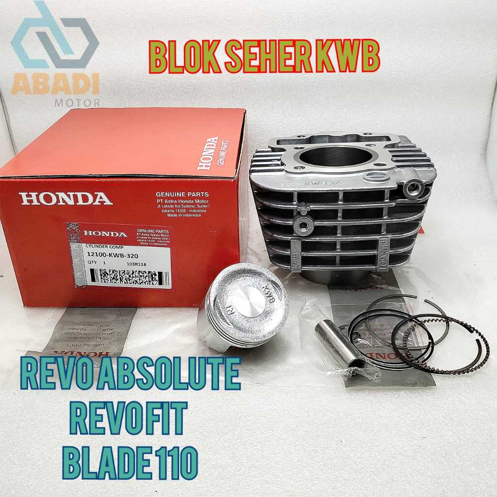Blok Seher Set Ori Honda KWB Revo Fit Blade 110 Revo ABS Absolute Cyelinder Bok Mesin Piston Motor O